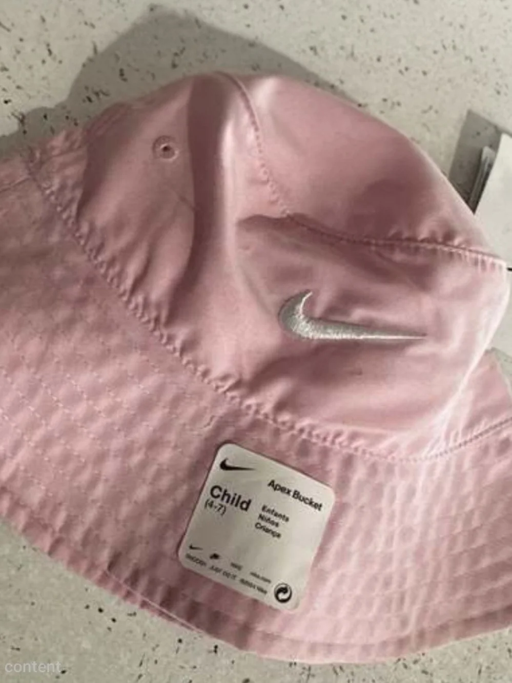 Nike Apex Pink Bucket Hat with White Swoosh Size 4-7